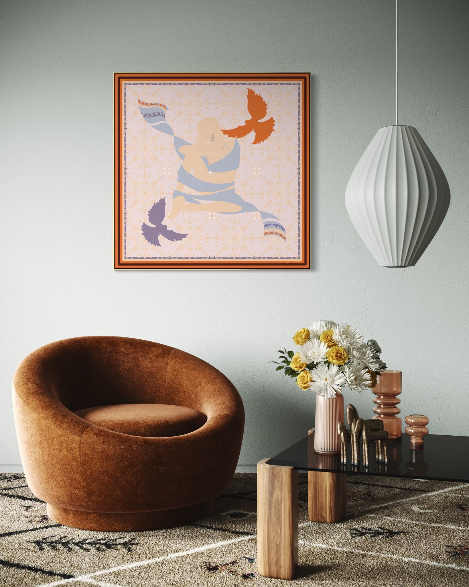 Luxury Silk Scarf Artwork – Hand-Rolled, 40x40 Custom Order