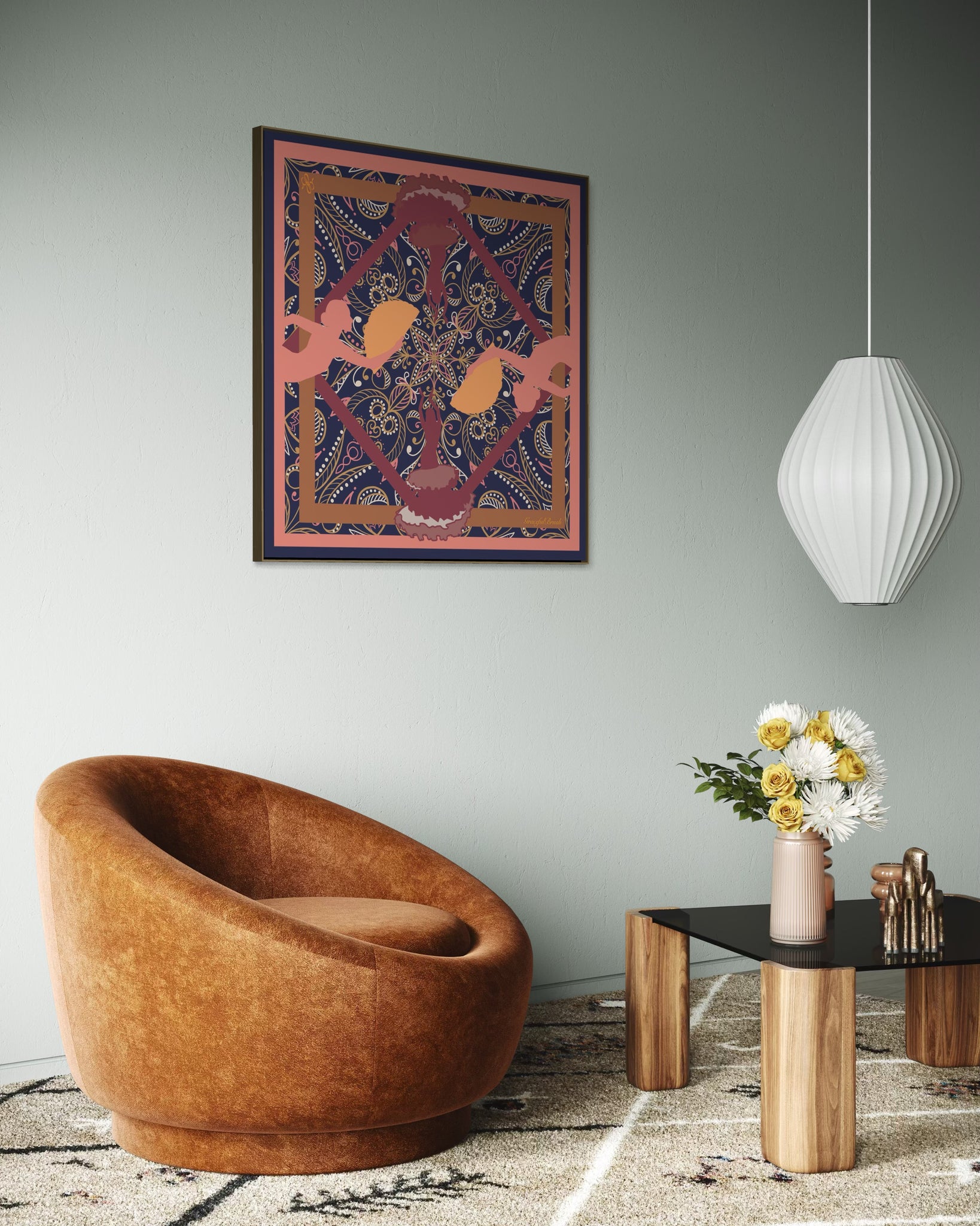 Luxury Silk Scarf Artwork – Hand-Rolled, 40x40 Custom Order