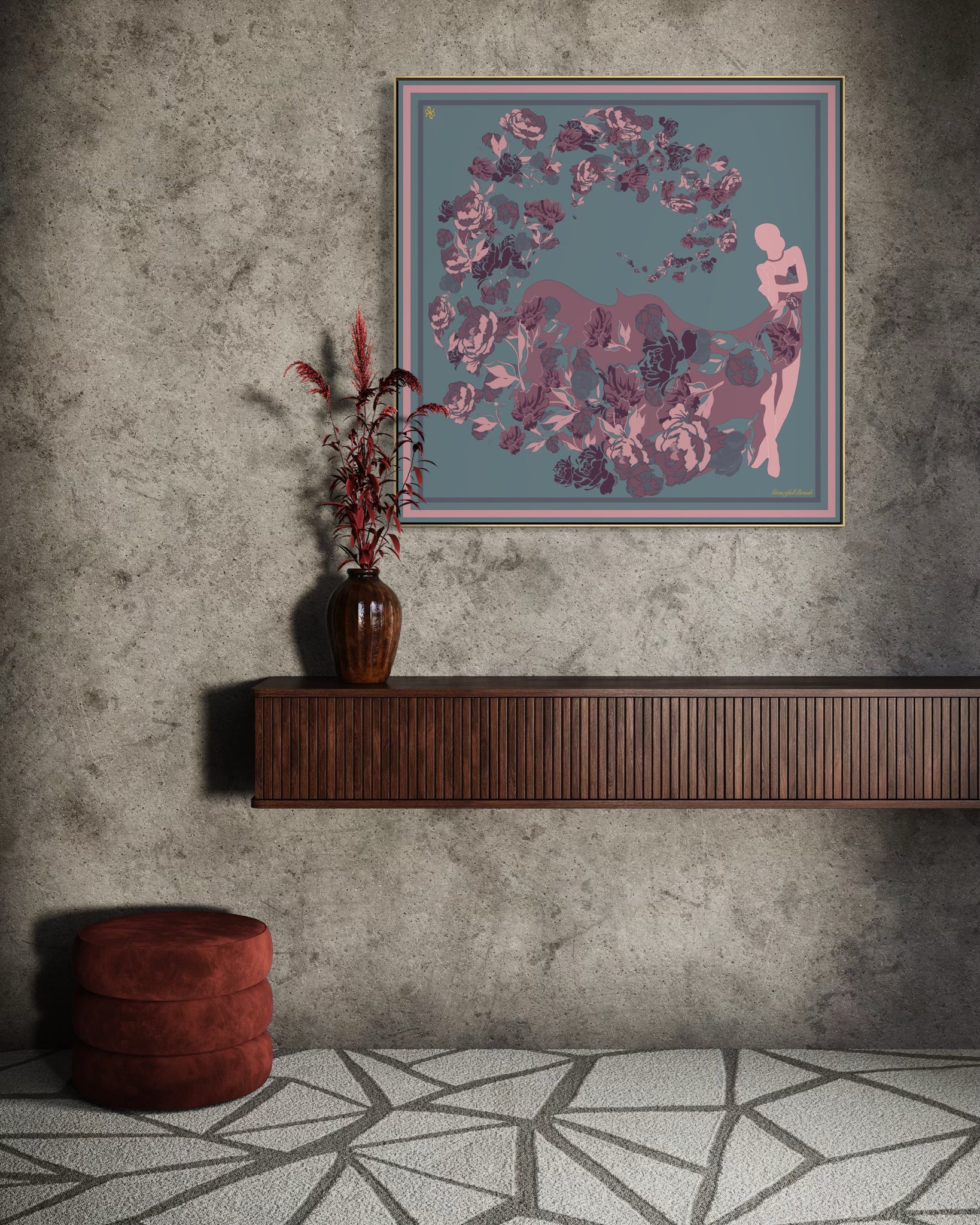 Luxury Silk Scarf Artwork – Hand-Rolled, 40x40 Custom Order