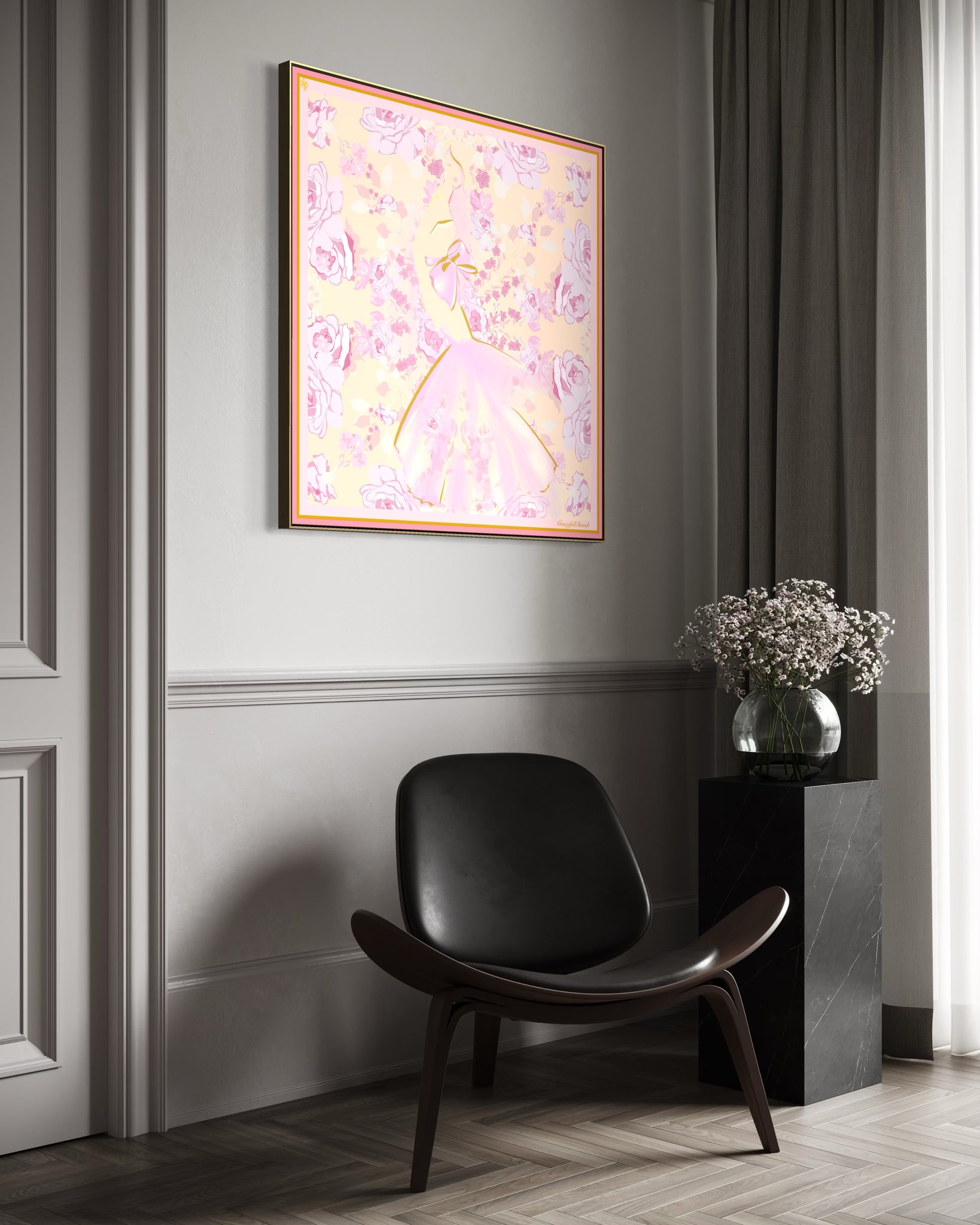 Luxury Silk Scarf Artwork – Hand-Rolled, 40x40 Custom Order