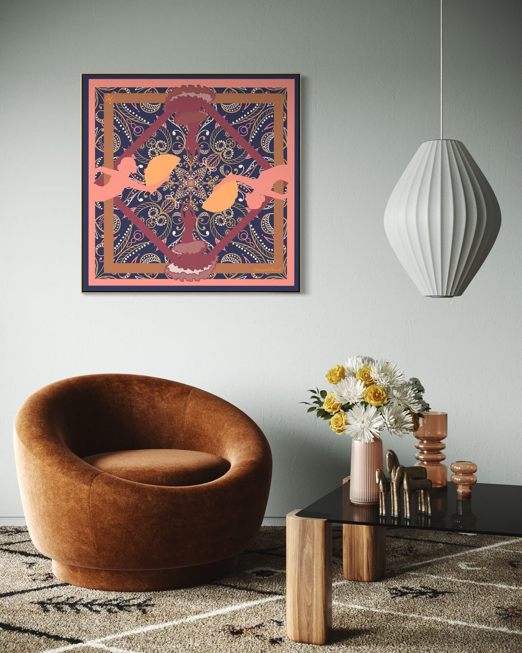 Luxury Silk Scarf Artwork – Hand-Rolled, 40x40 Custom Order