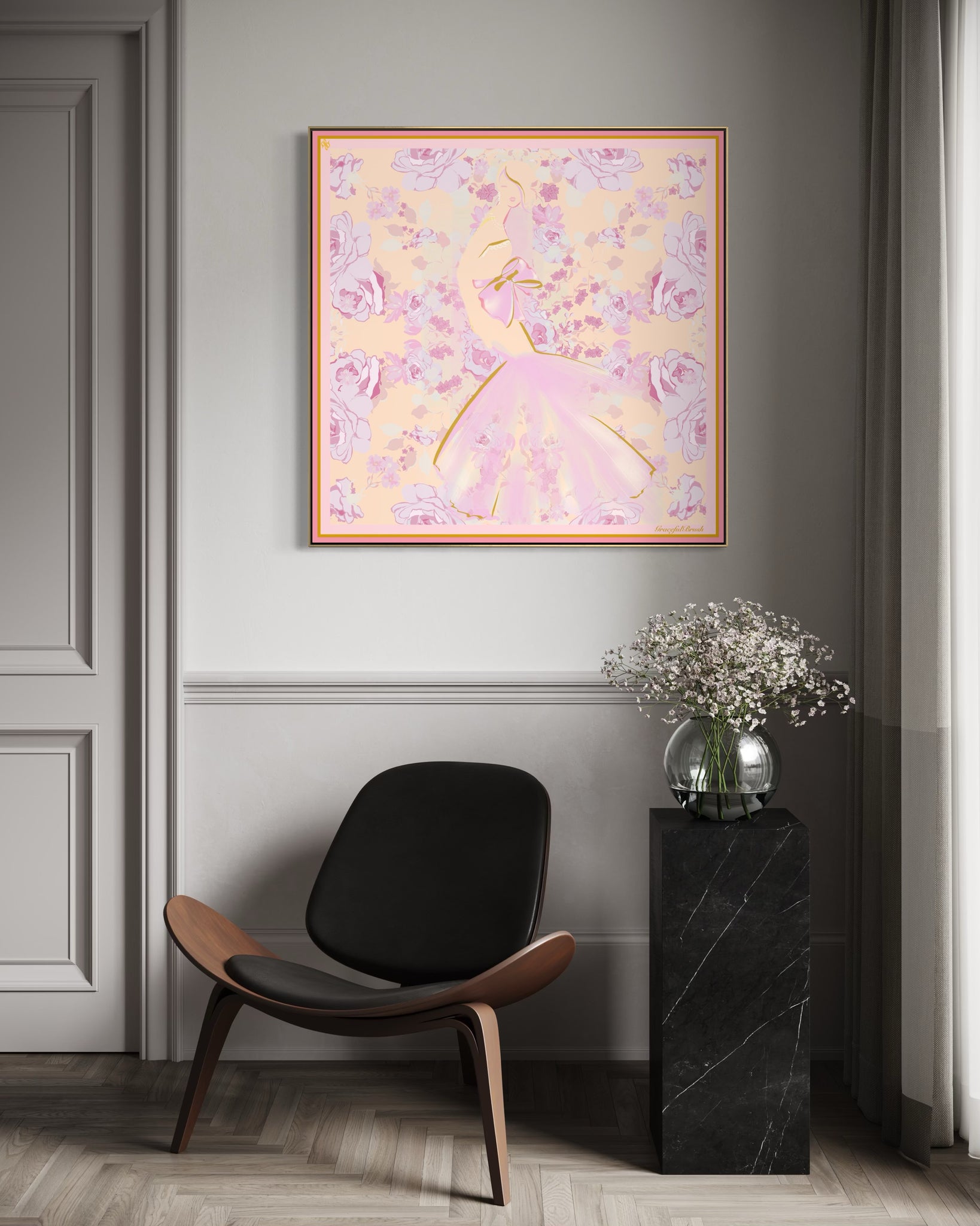 Luxury Silk Scarf Artwork – Hand-Rolled, 40x40 Custom Order