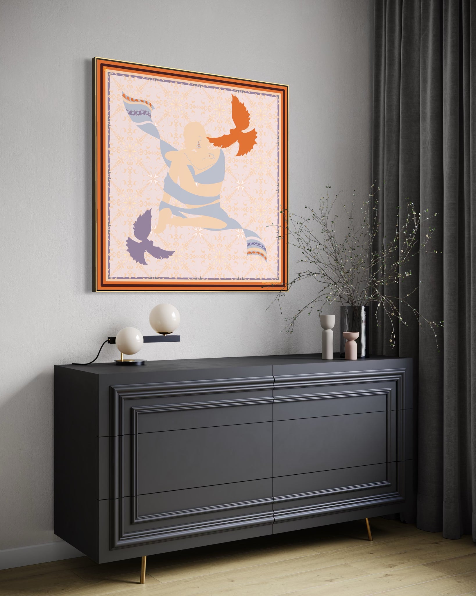 Luxury Silk Scarf Artwork – Hand-Rolled, 40x40 Custom Order