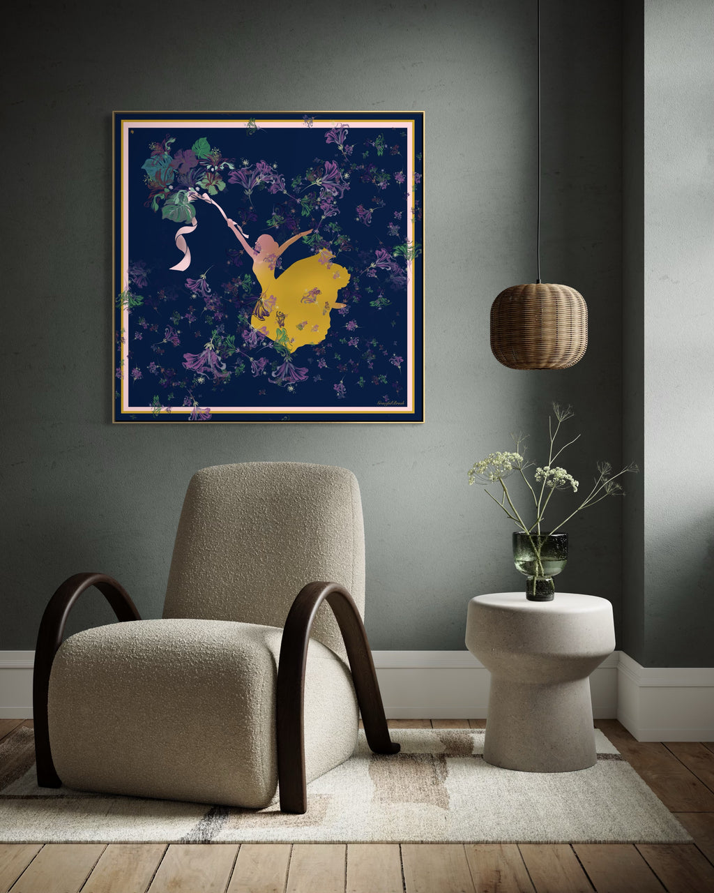 Luxury Silk Scarf Artwork – Hand-Rolled, 40x40 Custom Order