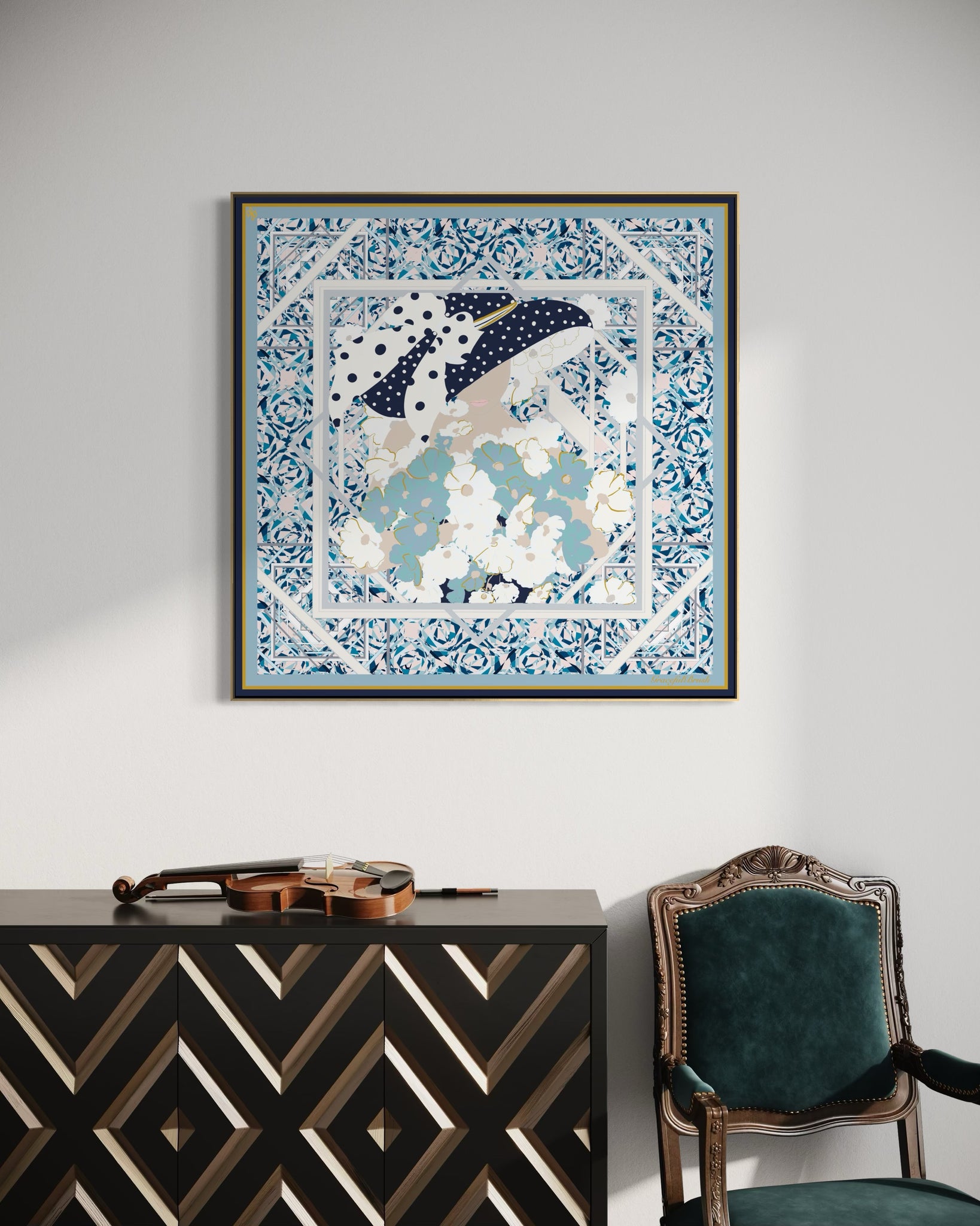 Luxury Silk Scarf Artwork – Hand-Rolled, 40x40 Custom Order