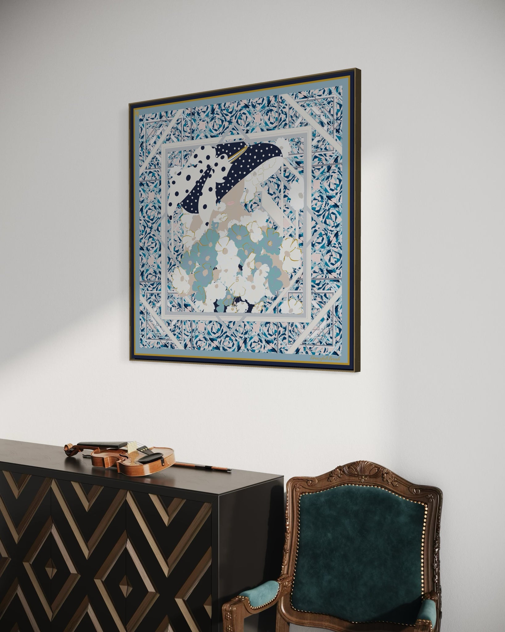 Luxury Silk Scarf Artwork – Hand-Rolled, 40x40 Custom Order