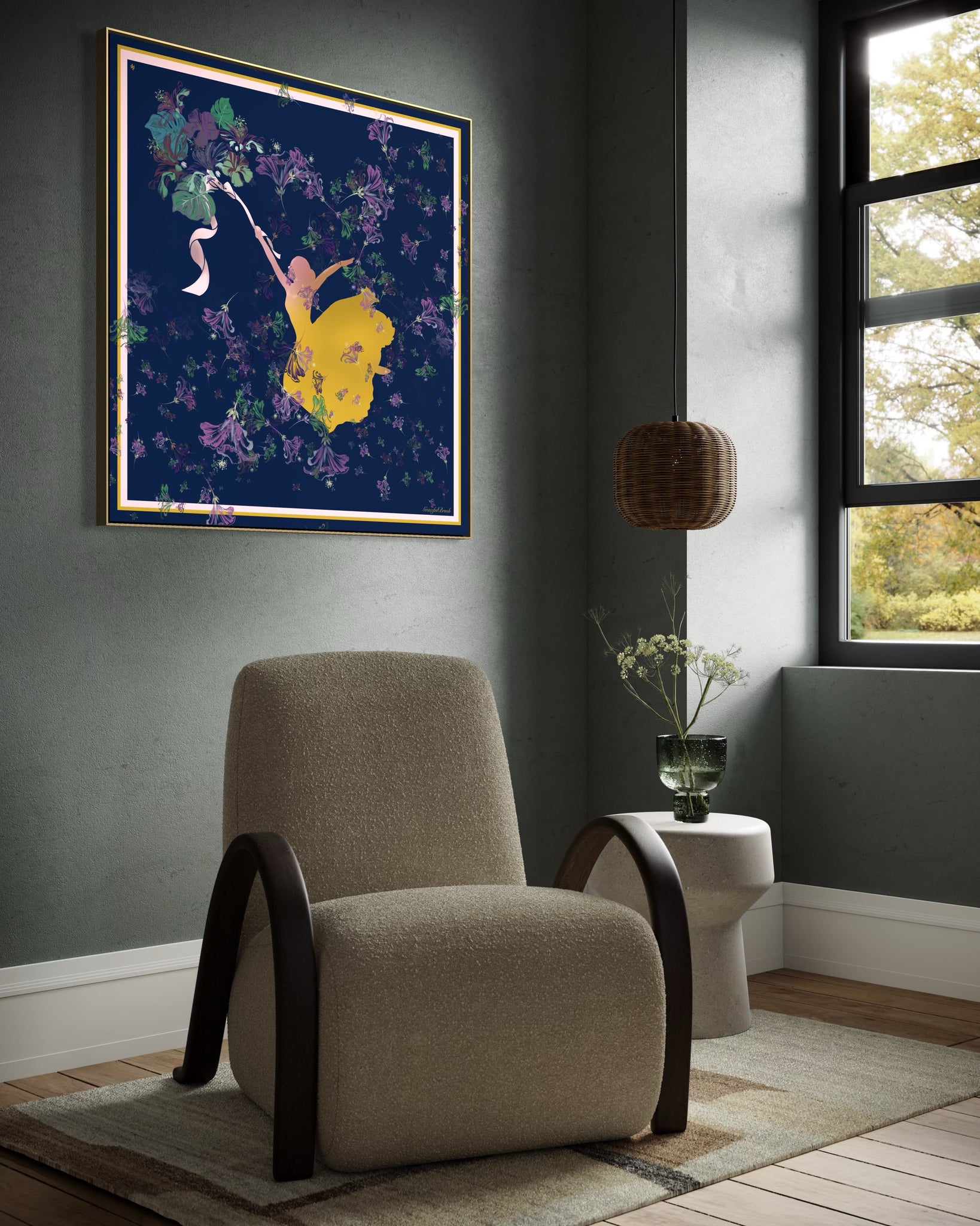 Luxury Silk Scarf Artwork – Hand-Rolled, 40x40 Custom Order