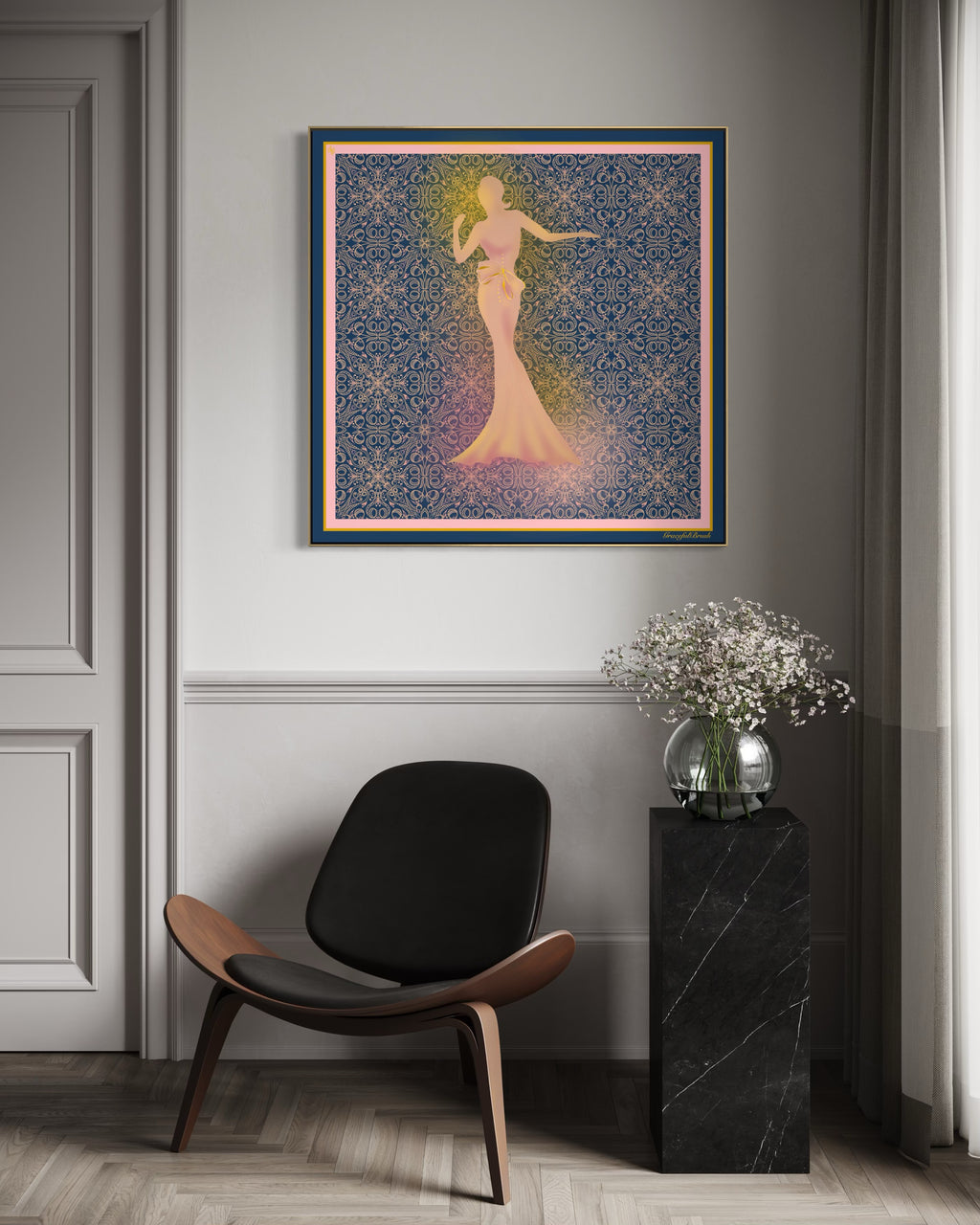 Luxury Silk Scarf Artwork – Hand-Rolled, 40x40 Custom Order