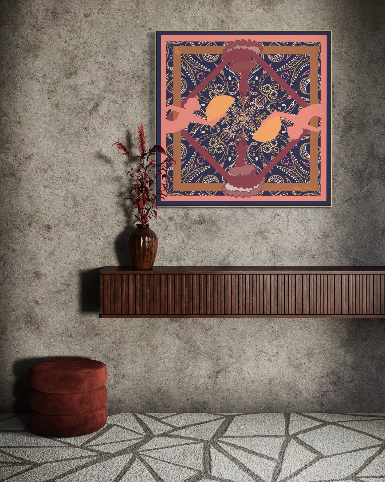 Luxury Silk Scarf Artwork – Hand-Rolled, 40x40 Custom Order