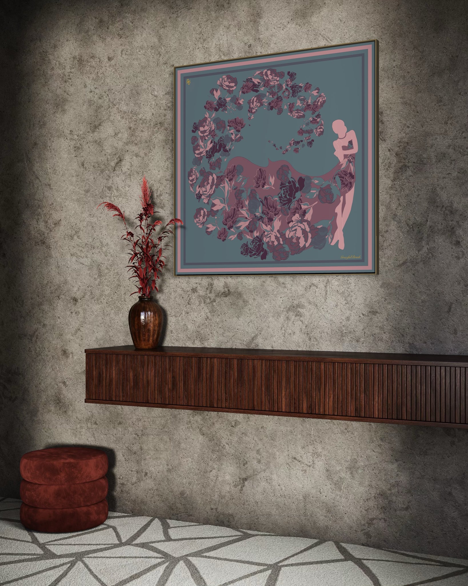 Luxury Silk Scarf Artwork – Hand-Rolled, 40x40 Custom Order