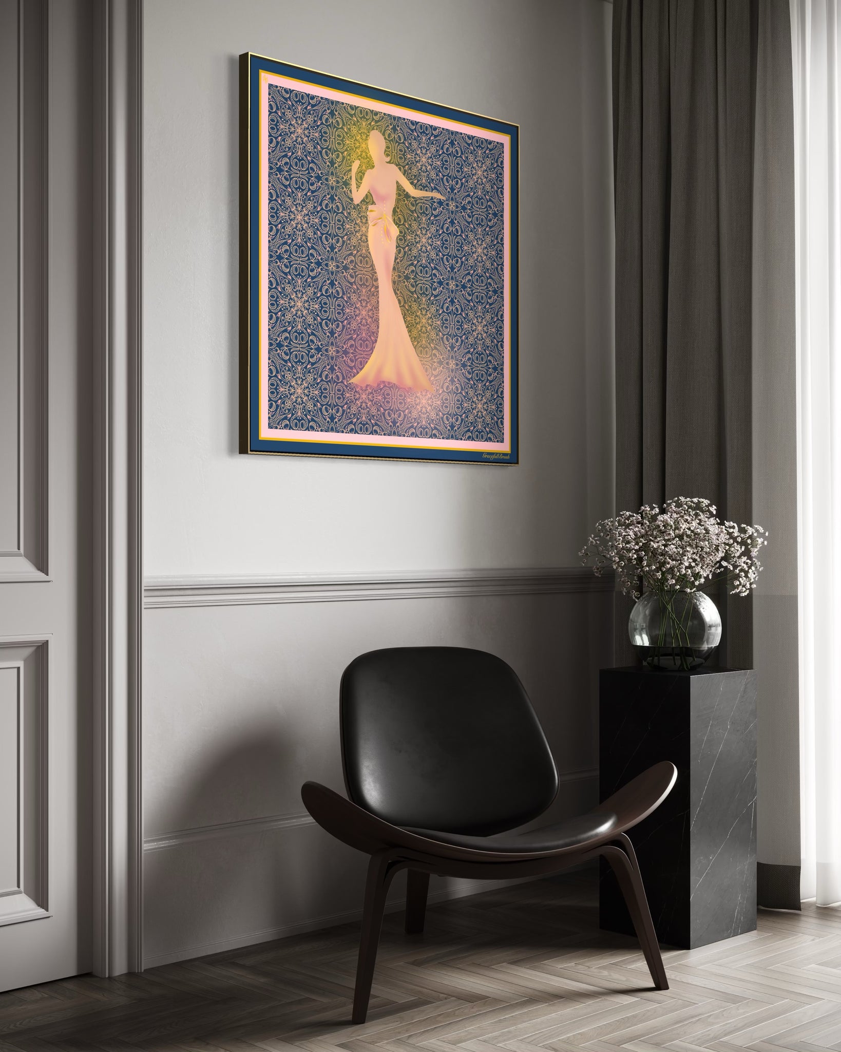 Luxury Silk Scarf Artwork – Hand-Rolled, 40x40 Custom Order